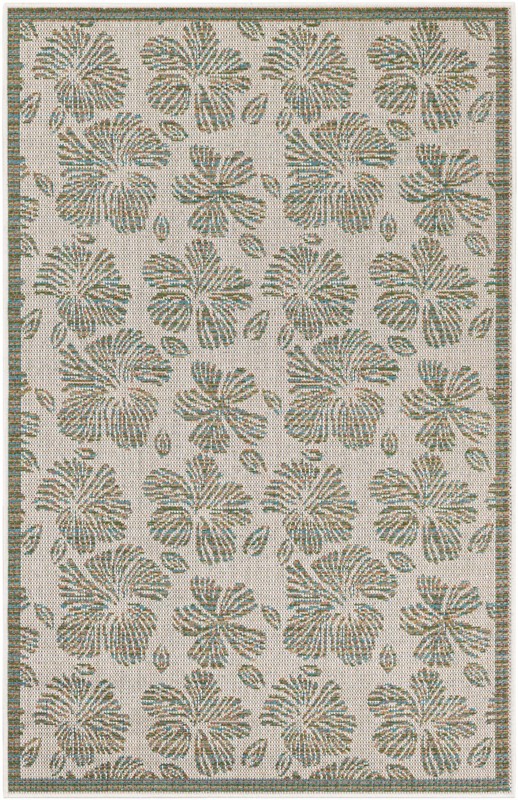 Cortland · Border Outdoor Rug, ivory and beige