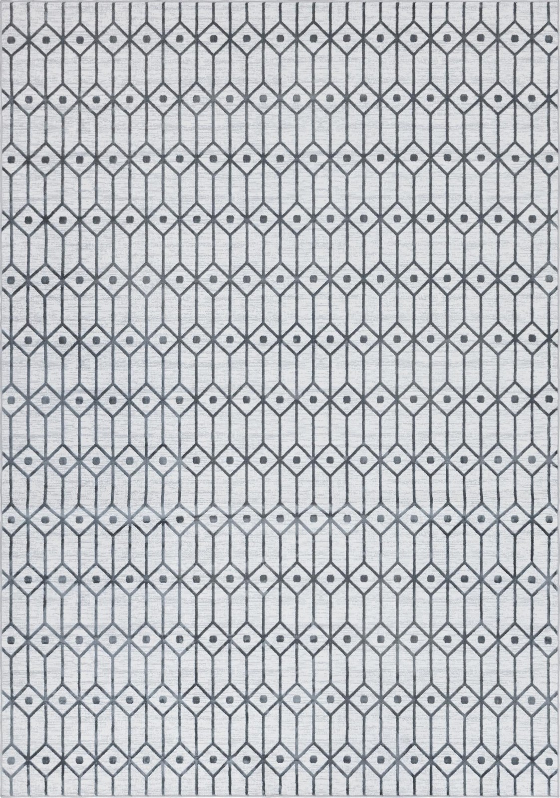 9' 10 x 14' Wharton · Geometric lattice rug, white and gray