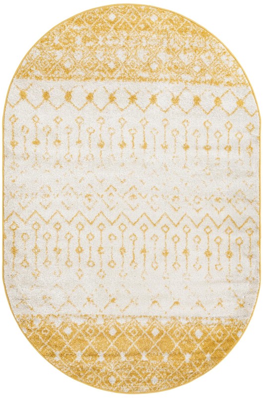 5' 3 x 8' Vernon · Geometric oval rug, yellow and ivory