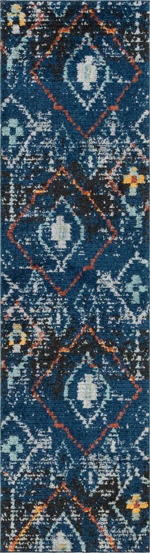 2' 7 x 10' Burr · Diamond rug, navy