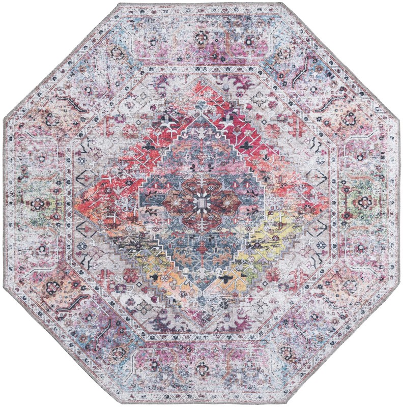 Trillium · Distressed medallion Washable Rug, ivory and multi