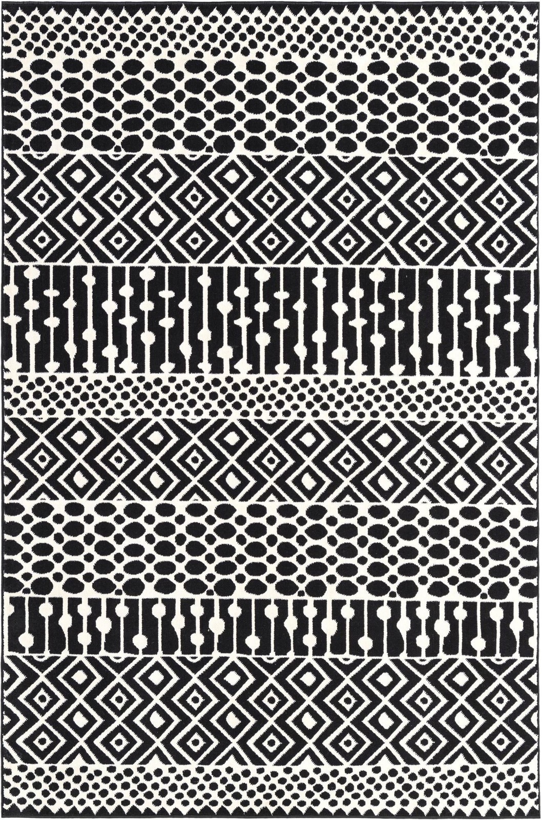 4' 5 x 6' Wigmore · Geometric striped rug, black and white