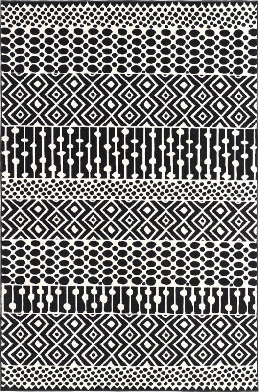 4' 5 x 6' Wigmore · Geometric striped rug, black and white