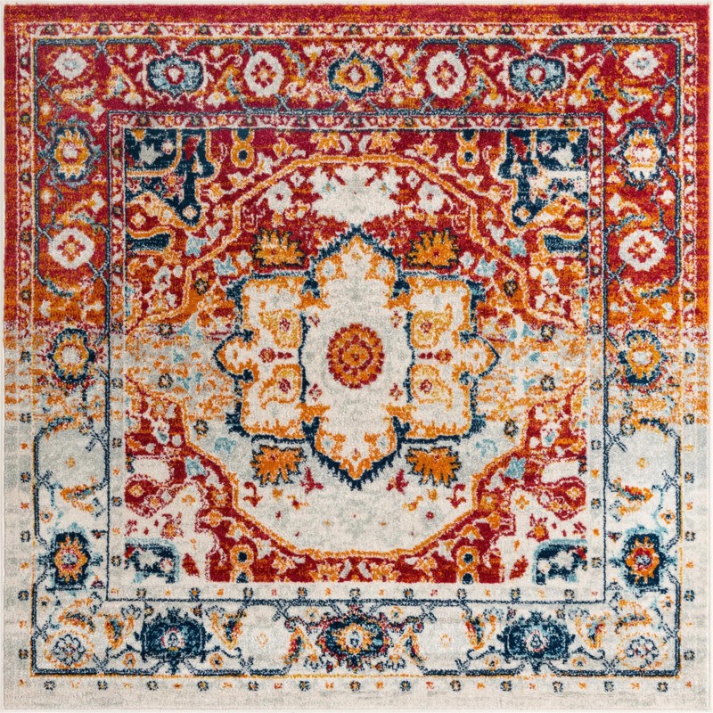 5' 3 x 5' 3 Pierce · Medallion rug, rust and navy