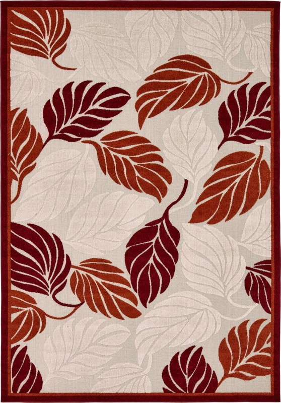 Racine · Leaf Outdoor Rug, terracotta and cream