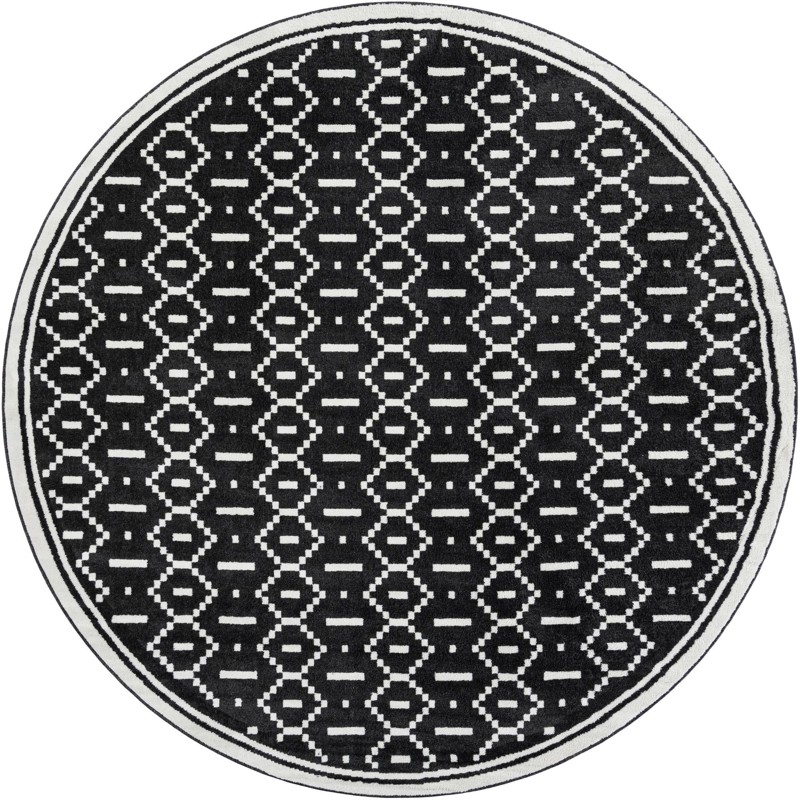 Rankin · Geometric diamond rug, black and ivory