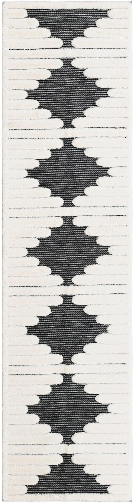 2' 7 x 10' Hibbert · Geometric lines rug, gray and ivory