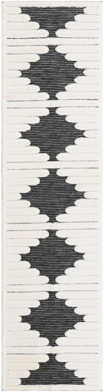 2' 7 x 10' Hibbert · Geometric lines rug, gray and ivory