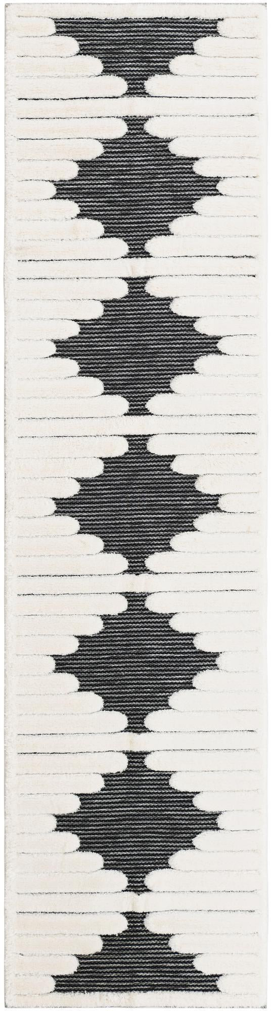 2' 7 x 10' Hibbert · Geometric lines rug, gray and ivory