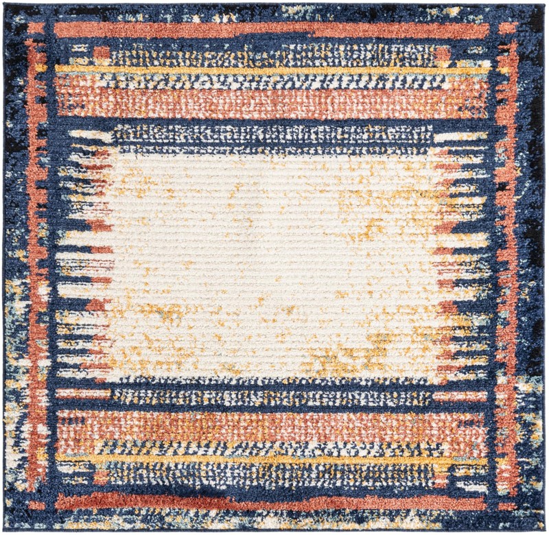 5' 3 x 5' 3 Cardew · Border rug, multi