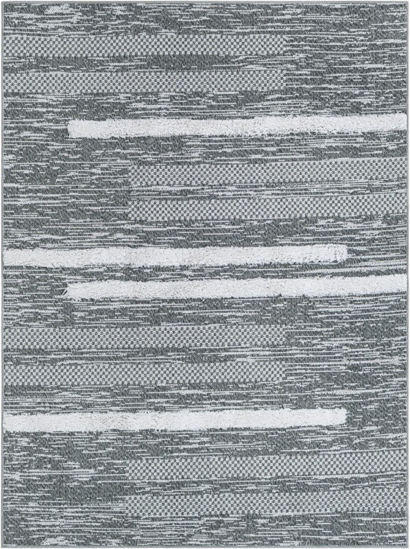 Hornsby · Abstract striped rug, gray and ivory