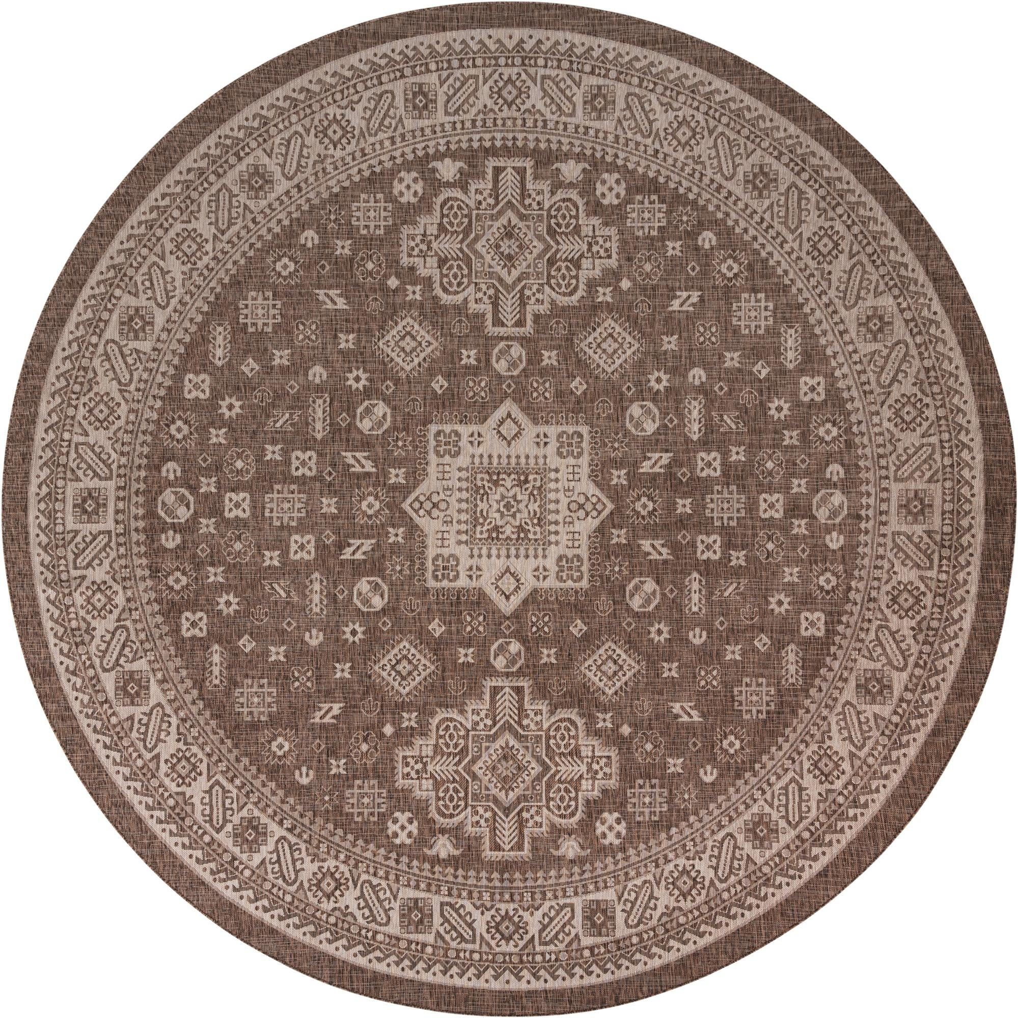 13' x 13' Bellamy · Border Outdoor Rug, brown