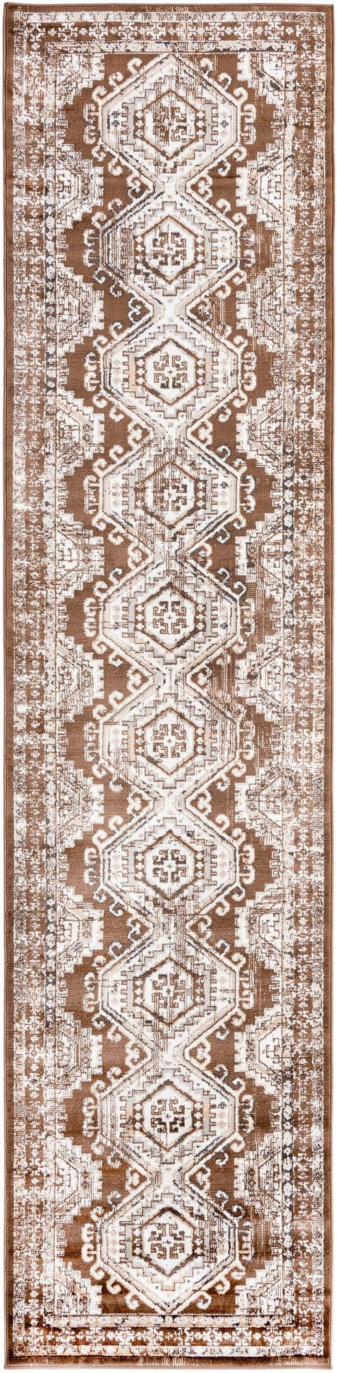 3' x 13' Harmon · Border rug, brown