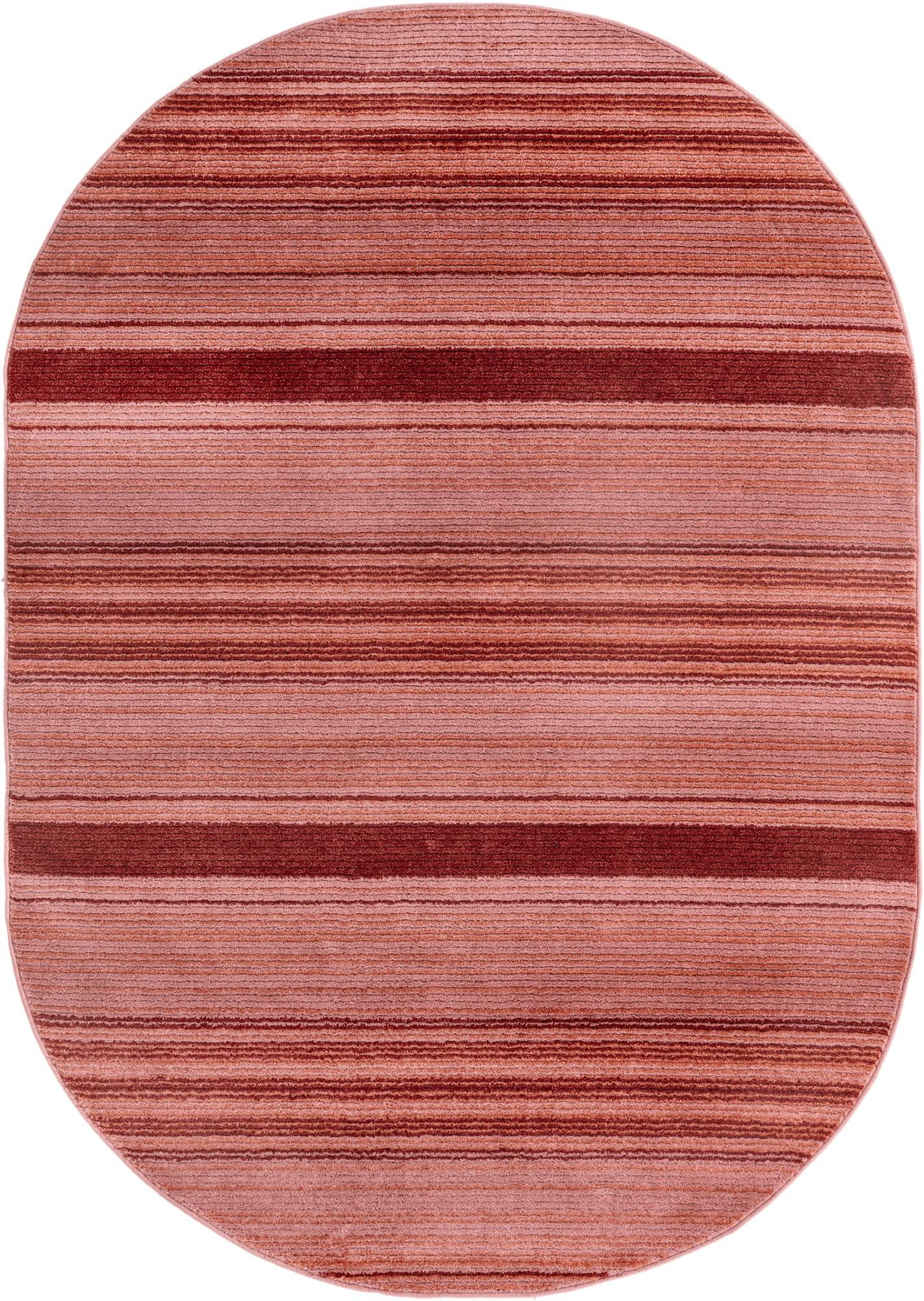 5' 3 x 8' Jagger · Striped rug, rose and red