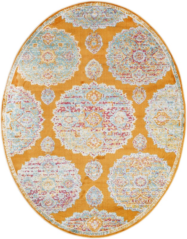 8' 2 x 10' Mather · Medallion rug, orange