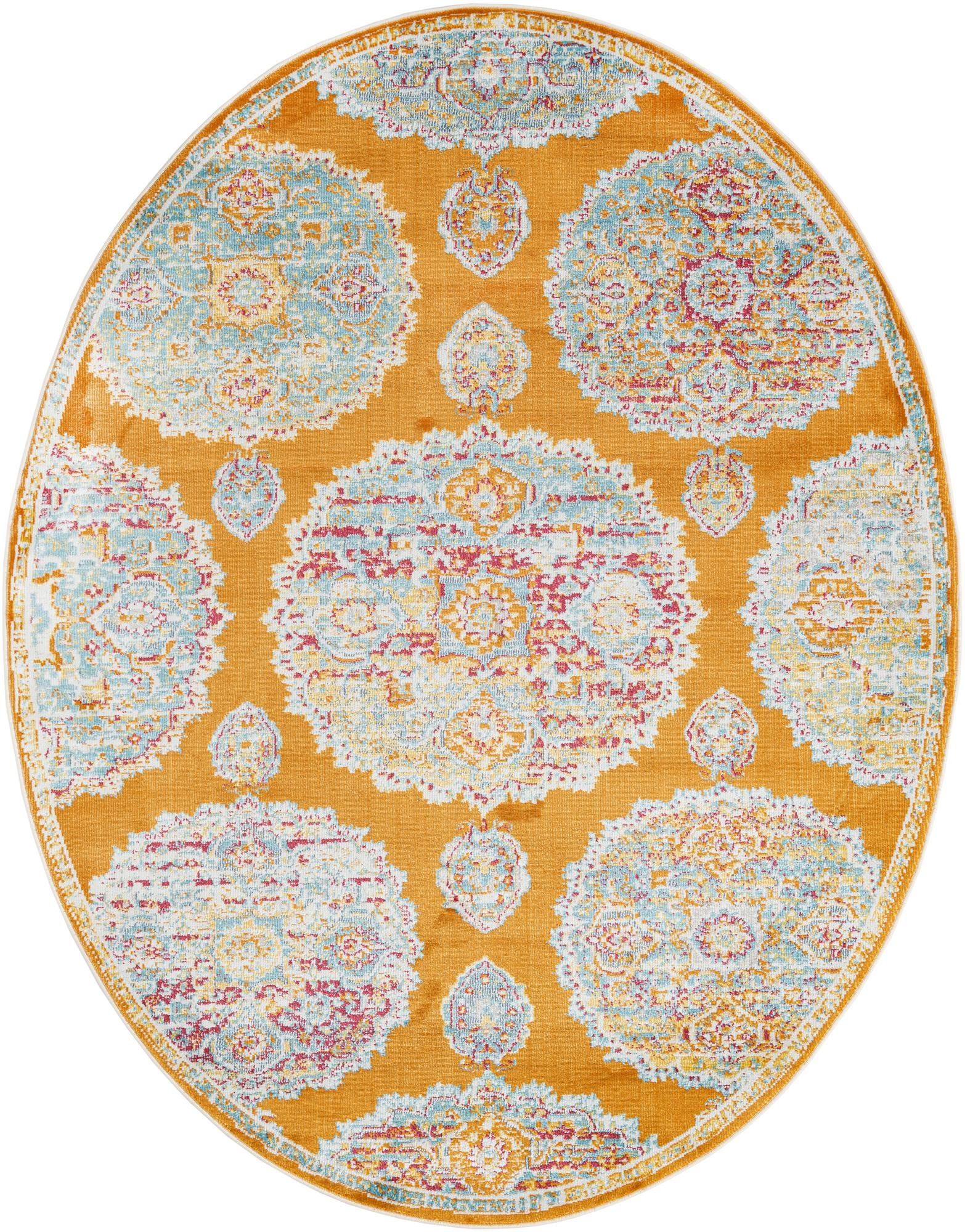 8' 2 x 10' Mather · Medallion rug, orange