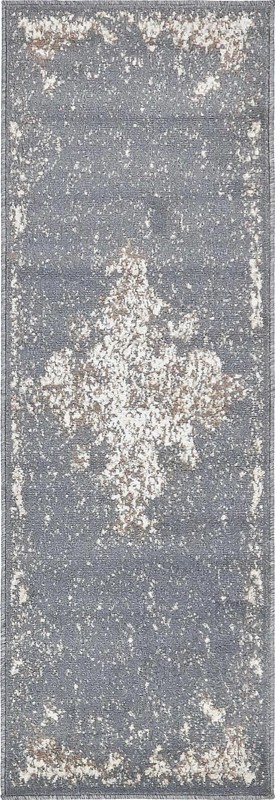 Maude · Distressed medallion rug, gray and ivory
