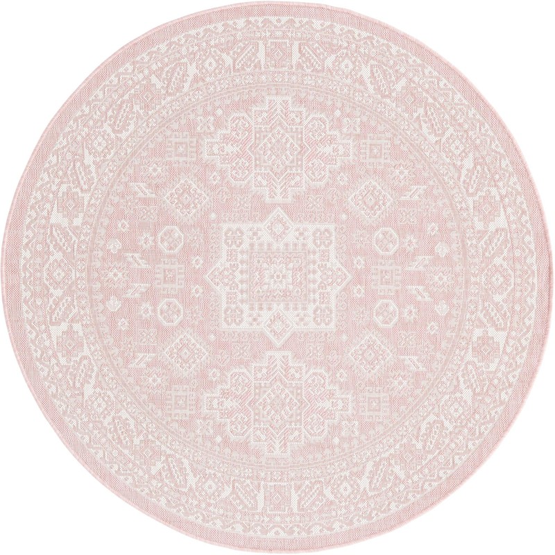 5' 3 x 5' 3 Bellamy · Border Outdoor Rug, pink