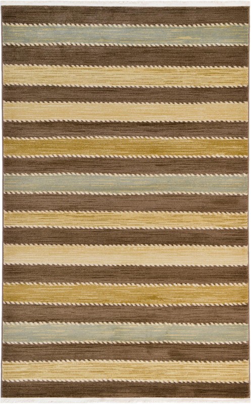 5' x 8' Rye · Striped rug, brown and beige