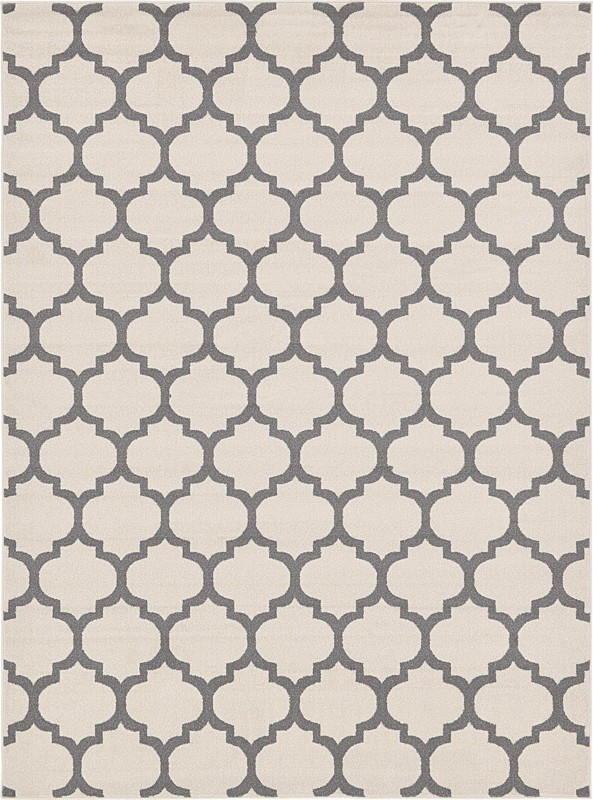 7' 10 x 11' Arkwright · Trellis rug, beige and gray