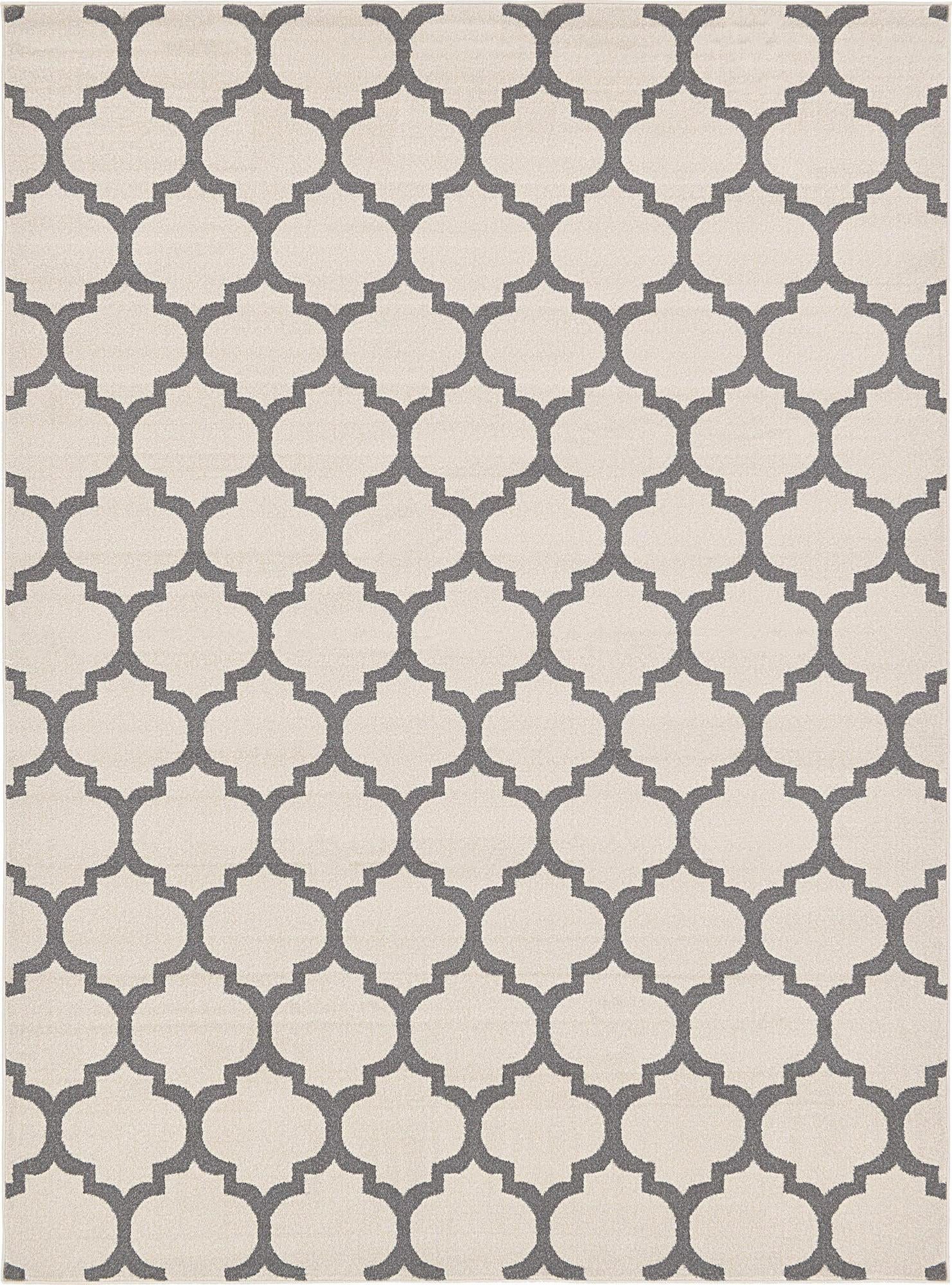7' 10 x 11' Arkwright · Trellis rug, beige and gray