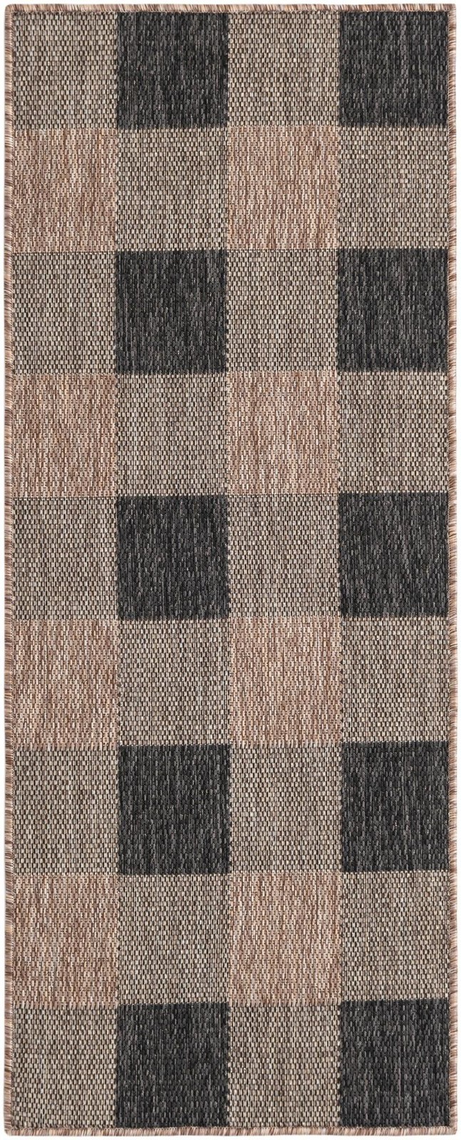 2' x 5' 3 Ramona · Plaid Outdoor Rug, black and brown