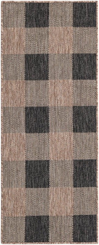 2' x 5' 3 Ramona · Plaid Outdoor Rug, black and brown