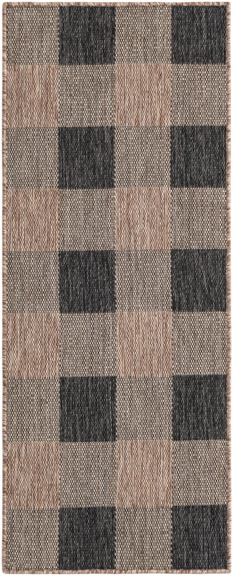 2' x 5' 3 Ramona · Plaid Outdoor Rug, black and brown