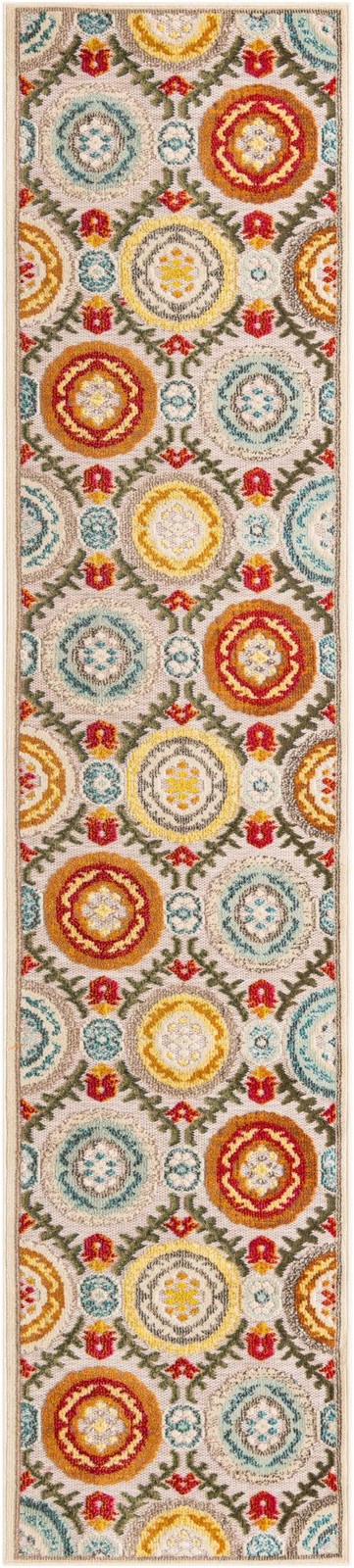 2' 7 x 12' Quincy · Medallion Outdoor Rug, ivory beige