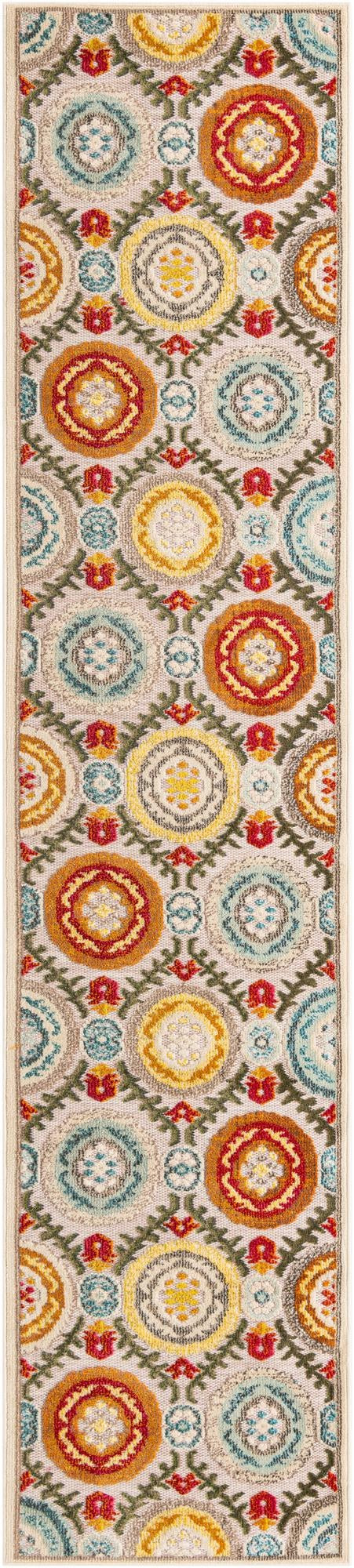 2' 7 x 12' Quincy · Medallion Outdoor Rug, ivory beige