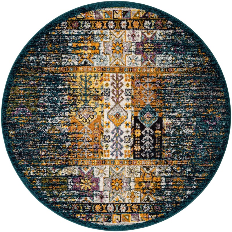 5' 3 x 5' 3 Cloudberry · Abstract rug, teal
