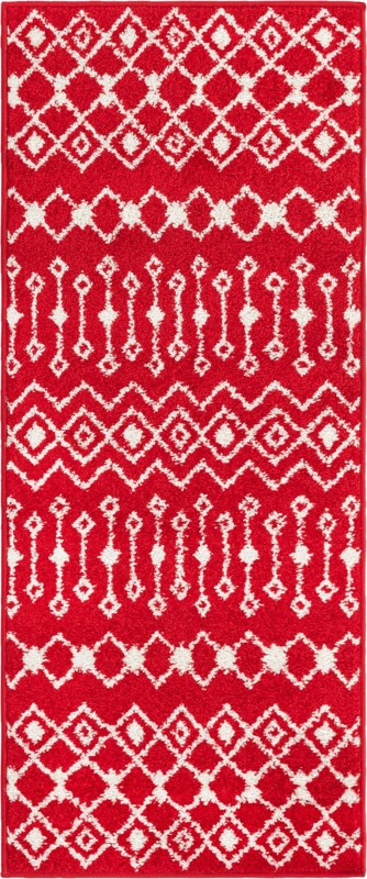 2' x 5' Boswell · Geometric trellis rug, burgundy and ivory