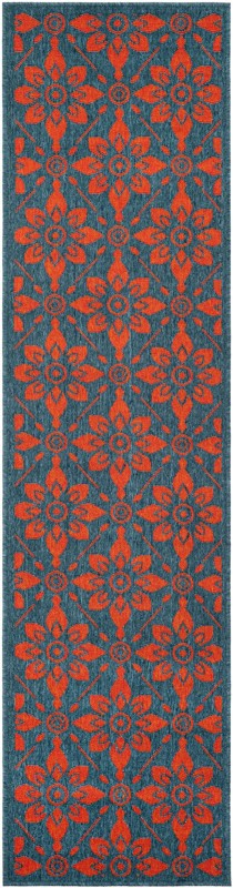 2' x 8' Selwyn · Floral / botanical Outdoor Rug, blue and red