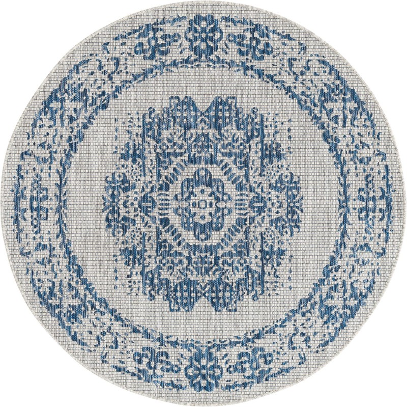 5' 3 x 5' 3 Hayden · Medallion Outdoor Rug, blue