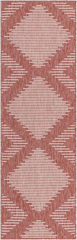 Harlow · Diamond Outdoor Rug, rust red