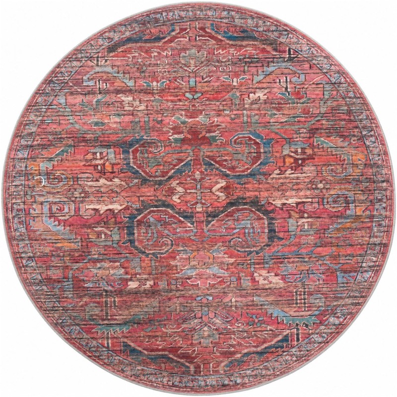 5' 3 x 5' 3 Alcove · Medallion rug, rust and blue