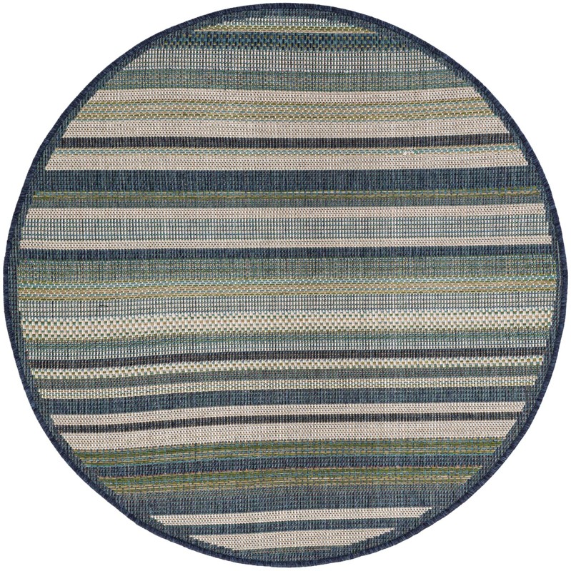 McBride · Striped Outdoor Rug, blue and ivory