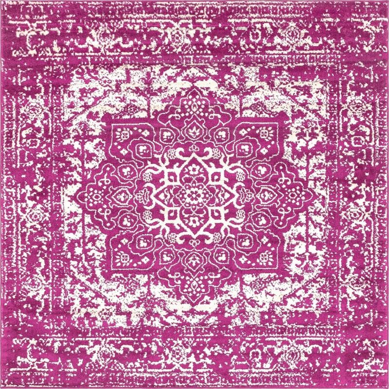 7' 10 x 7' 10 Birch · Border rug, purple