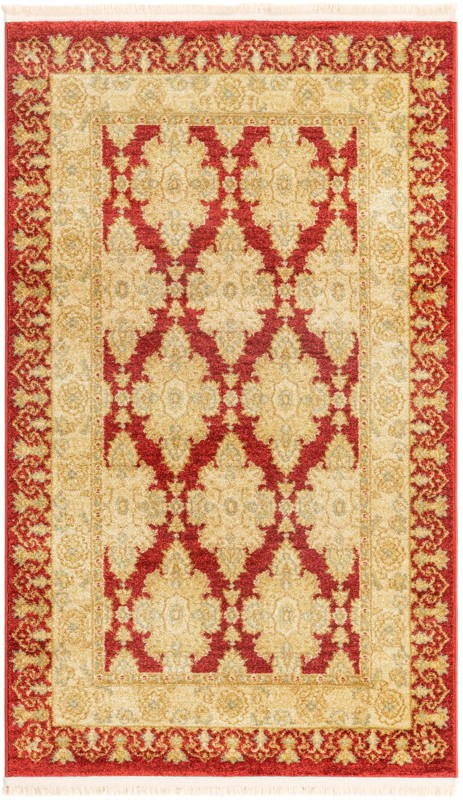 3' 3 x 5' 3 Kidd · Trellis rug, red and cream