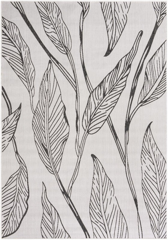 7' x 10' Milton · Floral / botanical Outdoor Rug, charcoal ivory