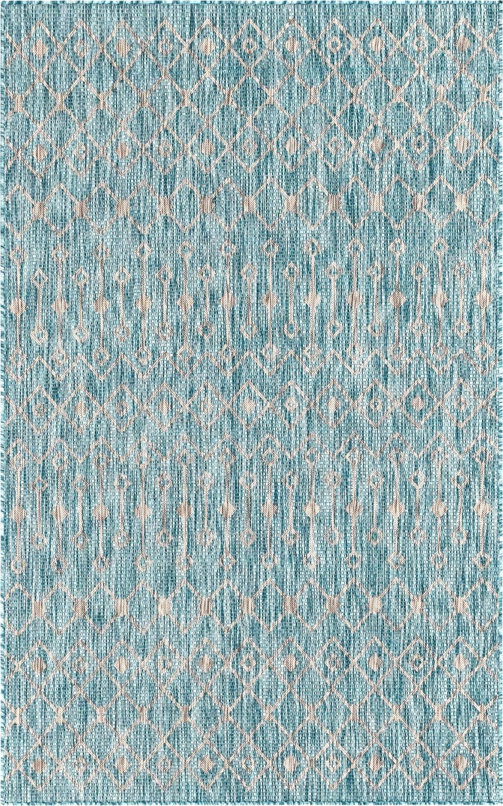5' 3 x 8' Kearney · Diamond Outdoor Rug, aqua