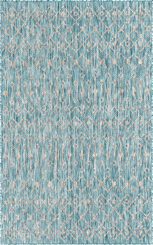 5' 3 x 8' Kearney · Diamond Outdoor Rug, aqua