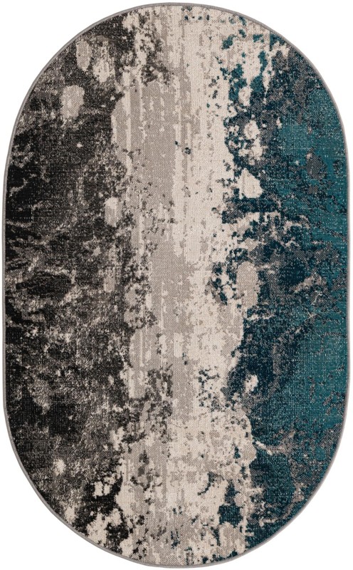Bittern · Abstract rug, teal, gray and ivory