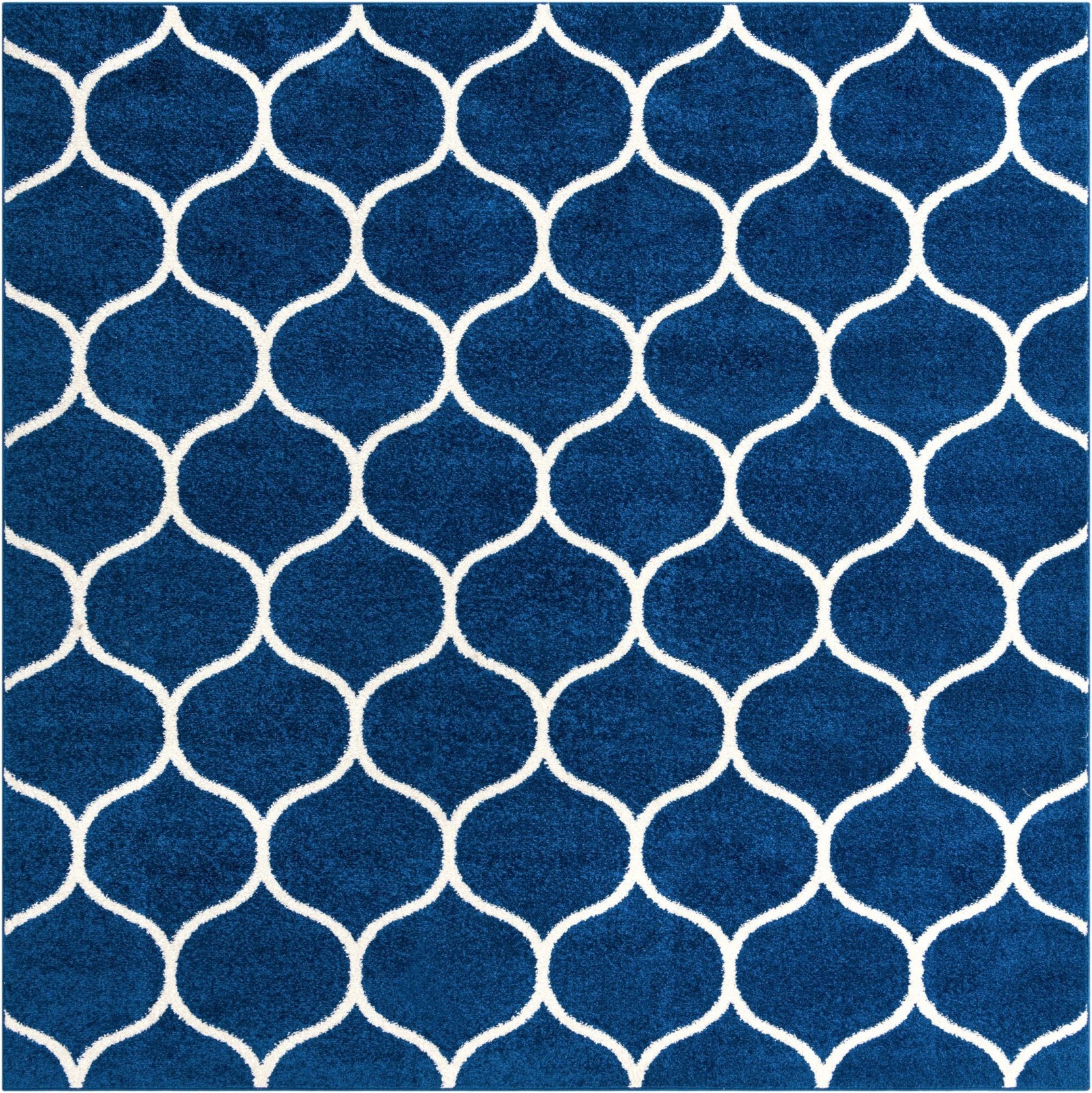 7' x 7' Ingram · Lattice rug, navy and ivory