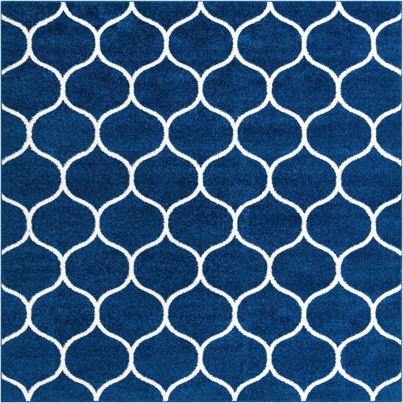 7' x 7' Ingram · Lattice rug, navy and ivory