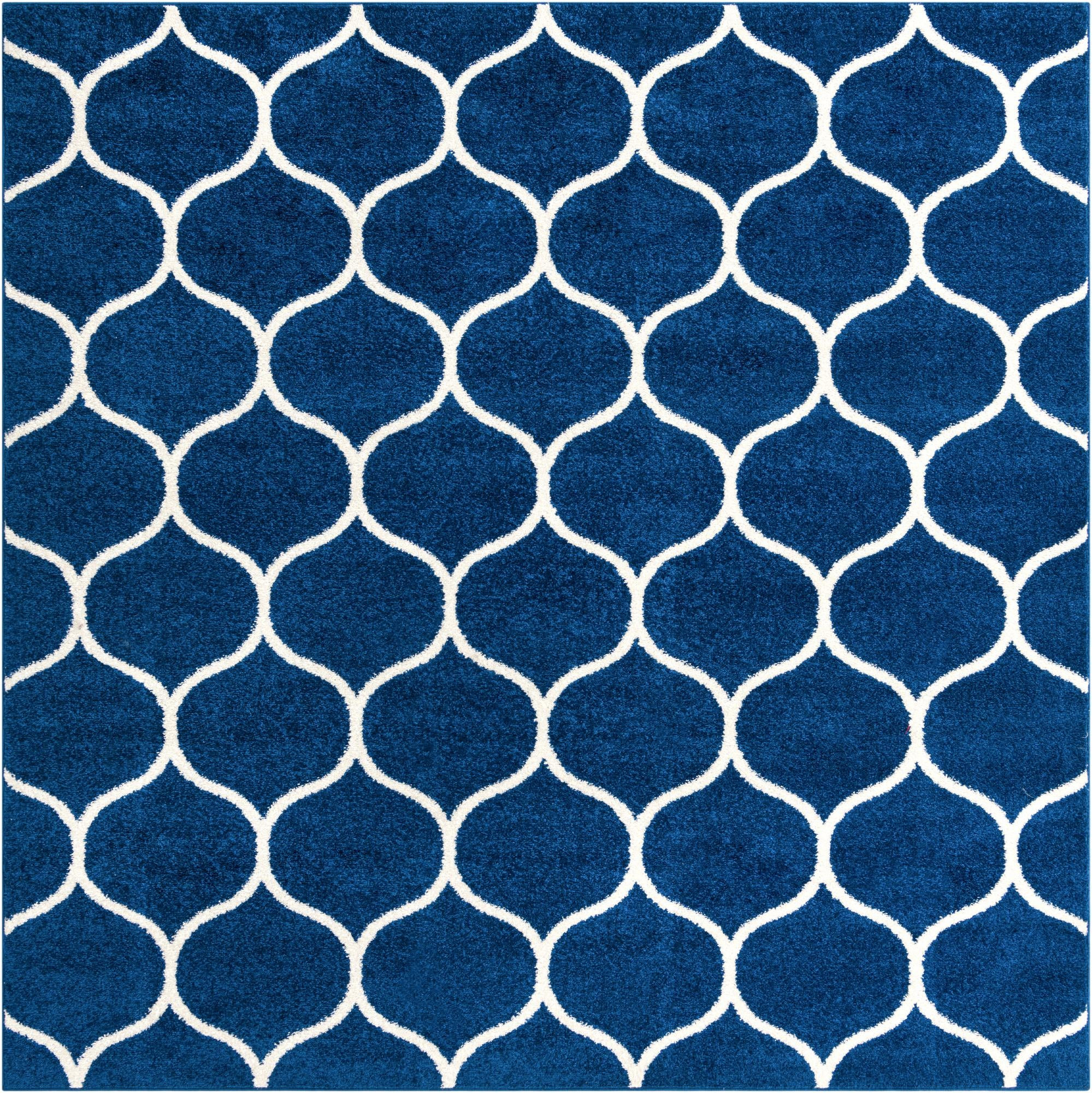 7' x 7' Ingram · Lattice rug, navy and ivory