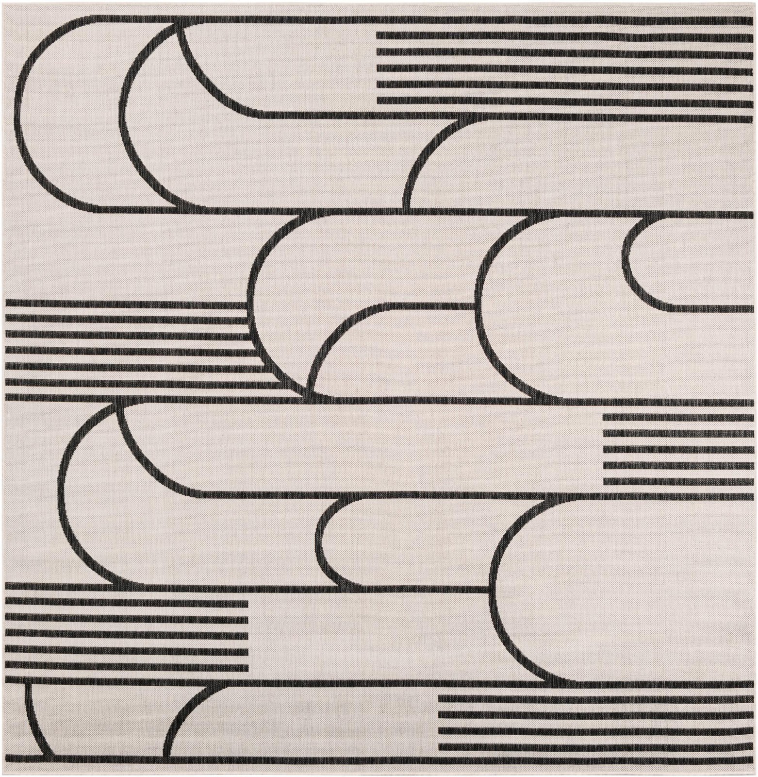 7' 10 x 7' 10 Prudence · Geometric Outdoor Rug, black and white