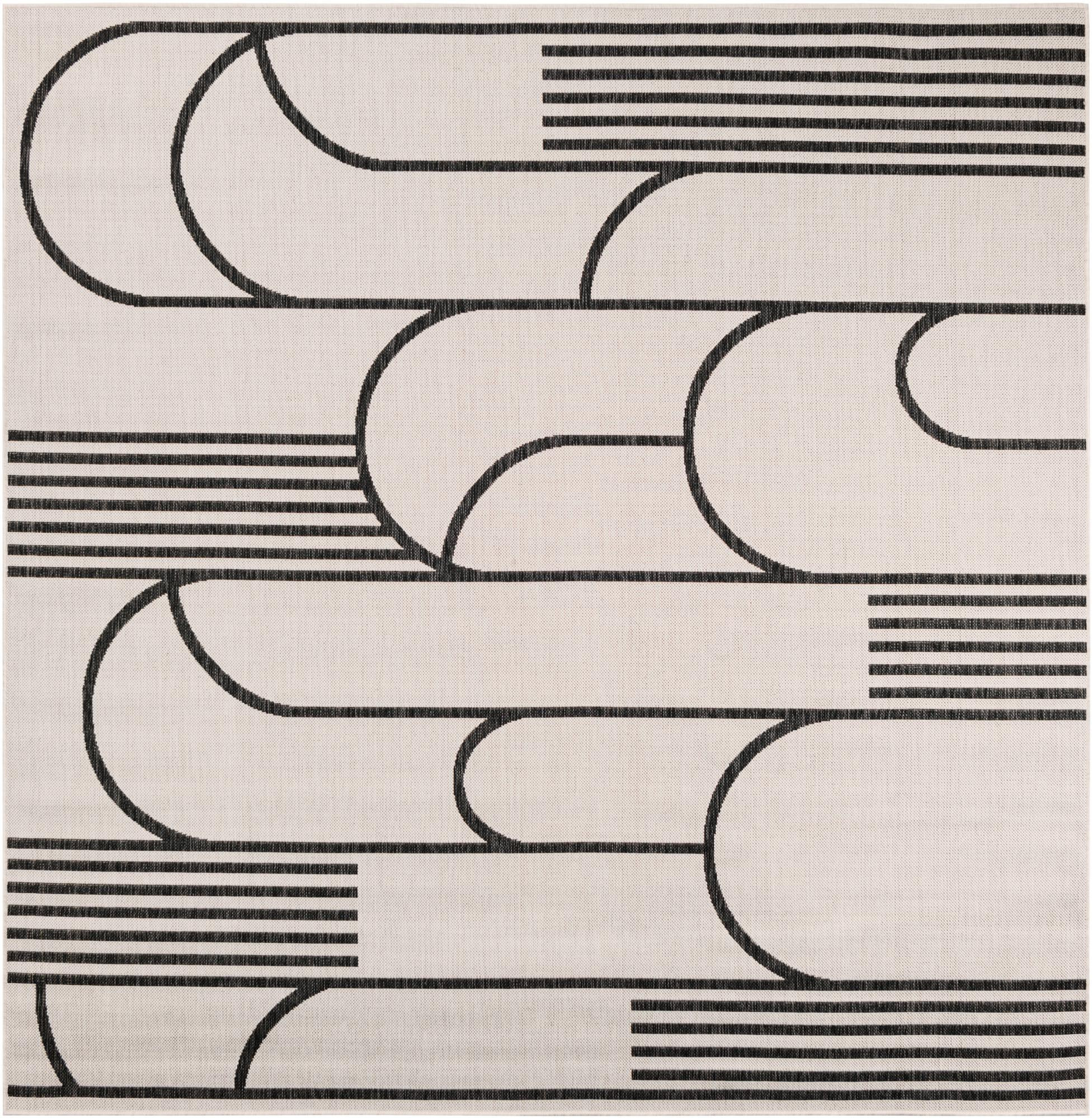 7' 10 x 7' 10 Prudence · Geometric Outdoor Rug, black and white