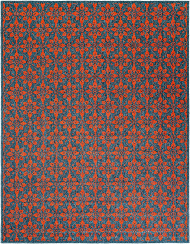 7' 10 x 10' Selwyn · Floral / botanical Outdoor Rug, blue and red