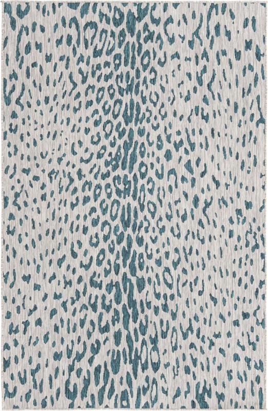 5' 3 x 8' Winterberry · Animal print Outdoor Rug, teal